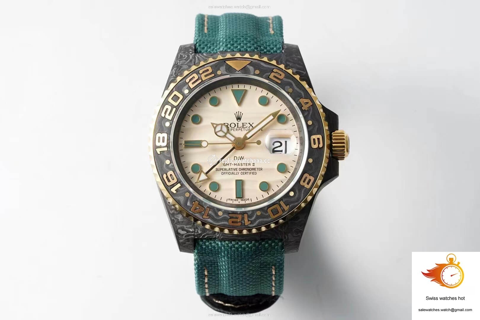 Rolex GMT-MASTER II Diw Carbon Fiber Case Green Fabric Strap 1 Rolex GMT-MASTER II Diw Carbon Fiber Case Green Fabric Strap 1