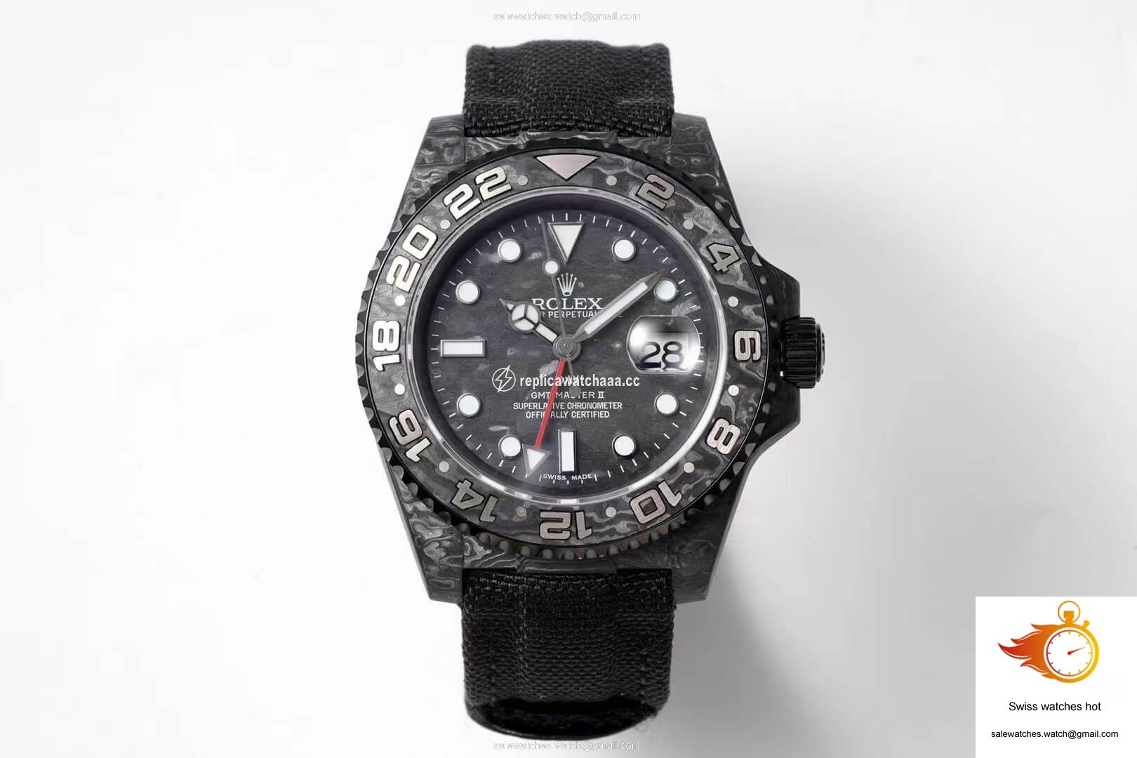 Rolex GMT-MASTER II Diw Carbon Fiber Black Fabric Strap 1 Rolex GMT-MASTER II Diw Carbon Fiber Black Fabric Strap 1