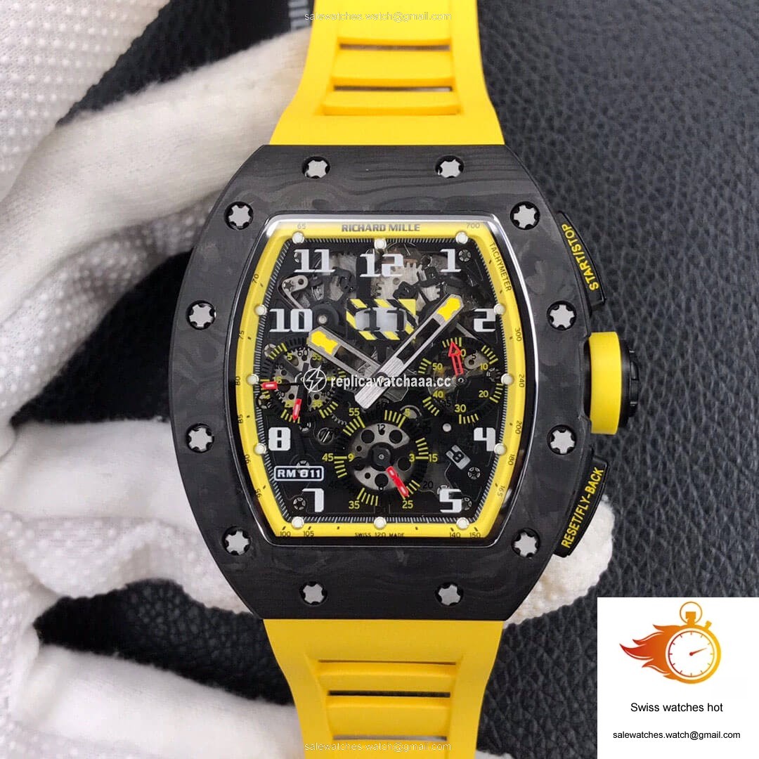 Richard Mille RM-011 KV Factory Forged Carbon Yellow Strap 1 Richard Mille RM-011 KV Factory Forged Carbon Yellow Strap 1