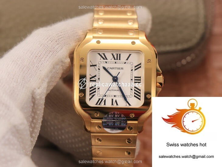 Cartier De Santos WSSA0010 BV Factory 18K Gold White Dial 1 Cartier De Santos WSSA0010 BV Factory 18K Gold White Dial 1