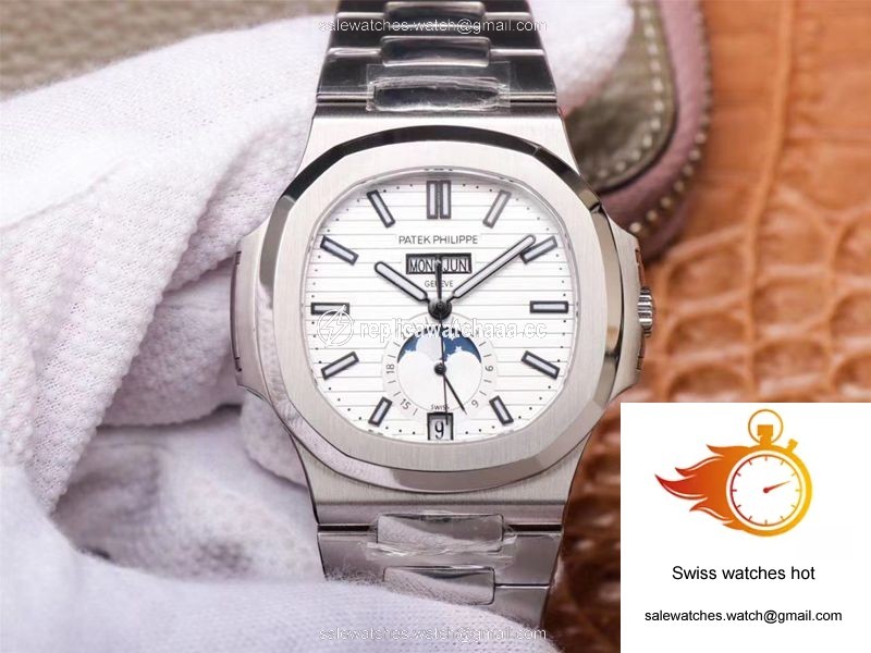 PF Factory Patek Philippe Nautilus 5726/1A-010 Moonphase Silver White Dial 1 PF Factory Patek Philippe Nautilus 5726/1A-010 Moonphase Silver White Dial 1