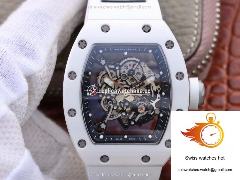 Richard Mille RM055 White Ceramic Skeleton Dial KV Factory V2 1 Richard Mille RM055 White Ceramic Skeleton Dial KV Factory V2 1
