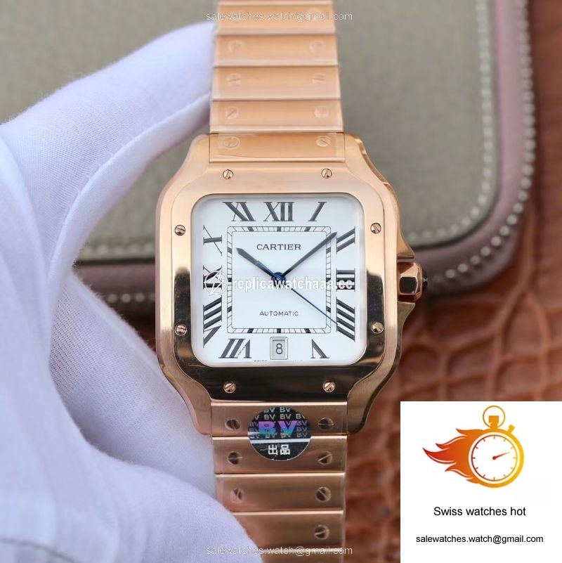 Cartier De Santos 40mm BV Factory 18K Rose Gold Case White Dial 1 Cartier De Santos 40mm BV Factory 18K Rose Gold Case White Dial 1