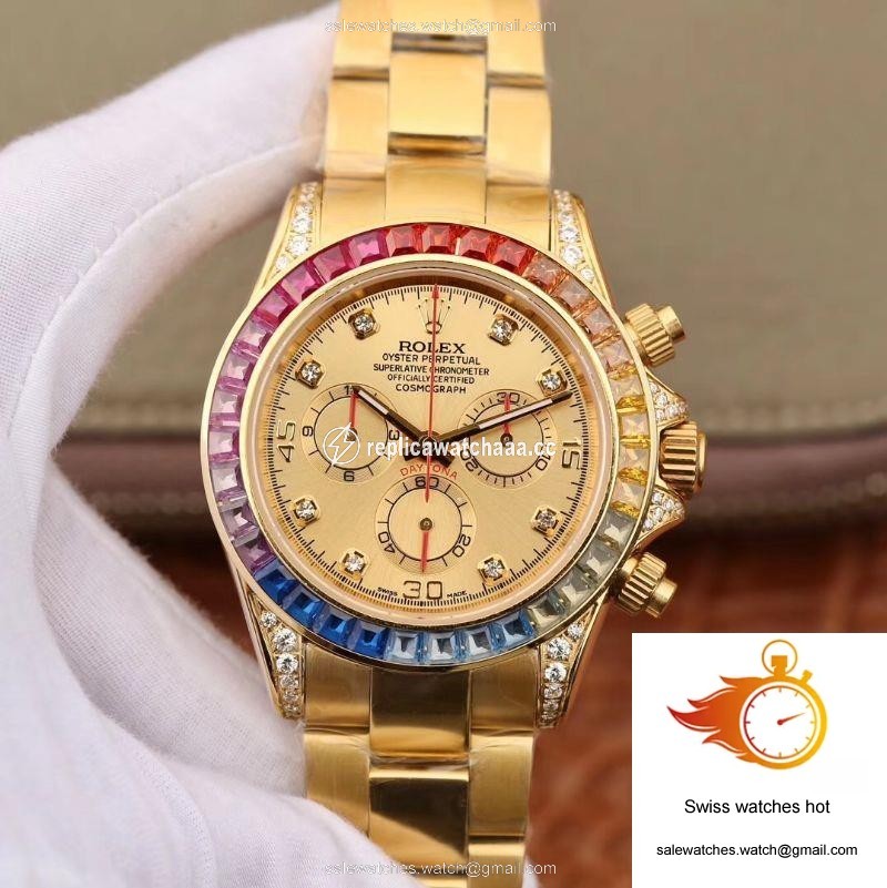 Rolex Daytona Cosmograph Rainbow 116598RBOW BL Factory Gold Dial 1 Rolex Daytona Cosmograph Rainbow 116598RBOW BL Factory Gold Dial 1