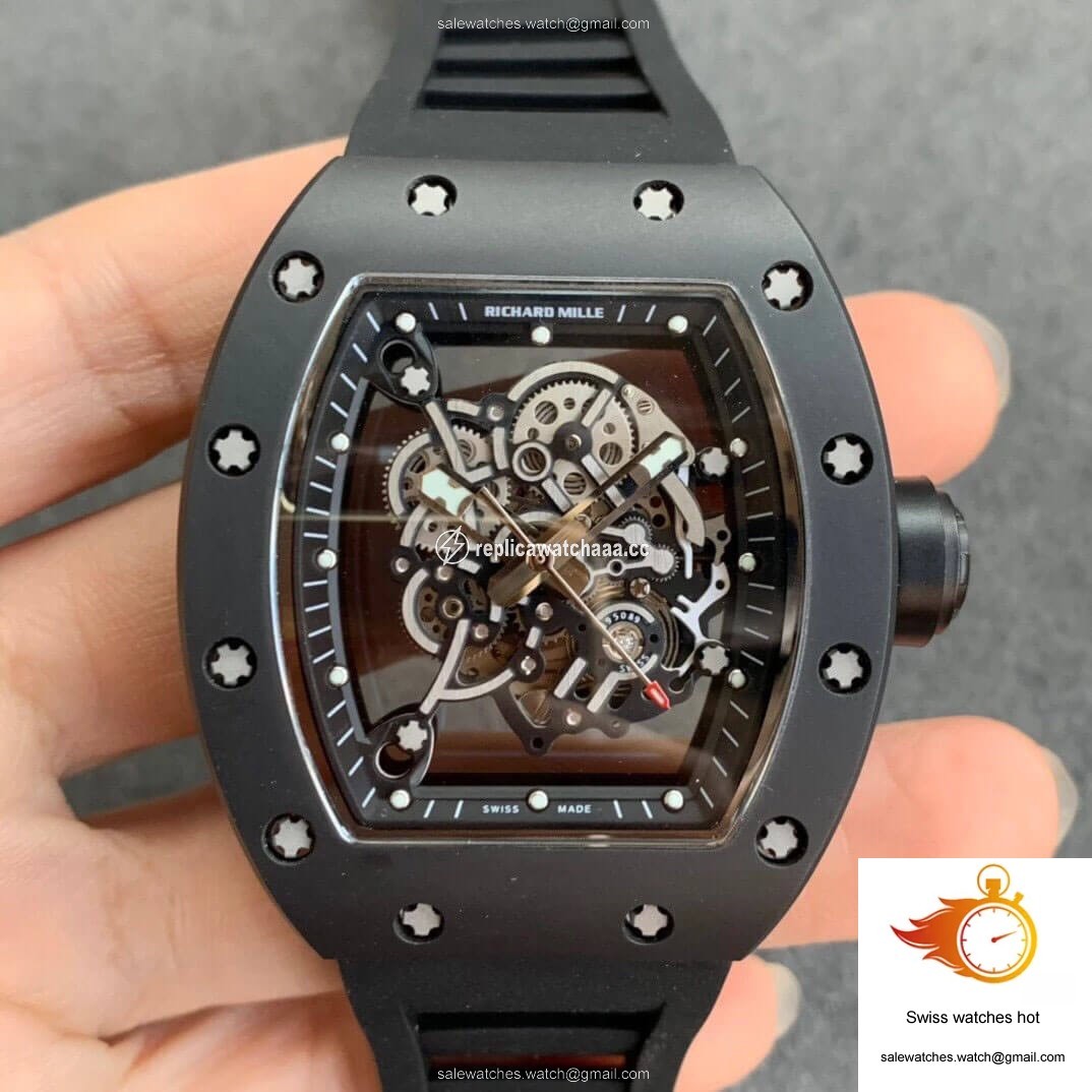 Richard Mille RM055 KV Factory V2 Black Ceramic Rubber Strap 1 Richard Mille RM055 KV Factory V2 Black Ceramic Rubber Strap 1