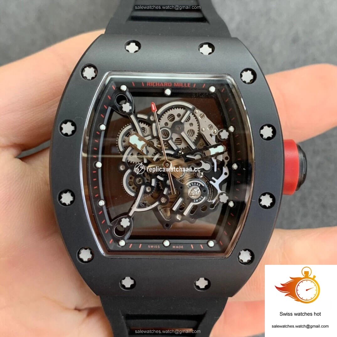 Richard Mille RM055 KV Factory V2 Ceramic Black Rubber Strap 1 Richard Mille RM055 KV Factory V2 Ceramic Black Rubber Strap 1
