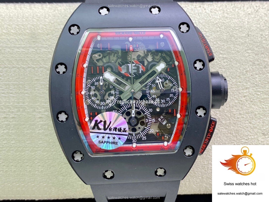 Richard Mille RM011 KV Factory Ceramic Black Rubber Strap 1 Richard Mille RM011 KV Factory Ceramic Black Rubber Strap 1