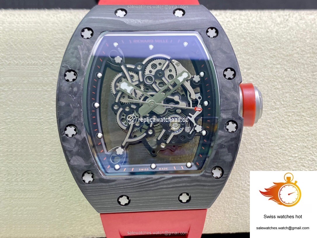 Richard Mille RM055 KV Factory V2 Carbon Fiber Red Strap 1 Richard Mille RM055 KV Factory V2 Carbon Fiber Red Strap 1