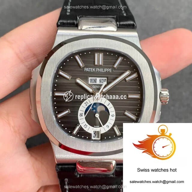 Patek Philippe Nautilus 5726/1A-001 GR Factory Black Leather Strap 1 Patek Philippe Nautilus 5726/1A-001 GR Factory Black Leather Strap 1