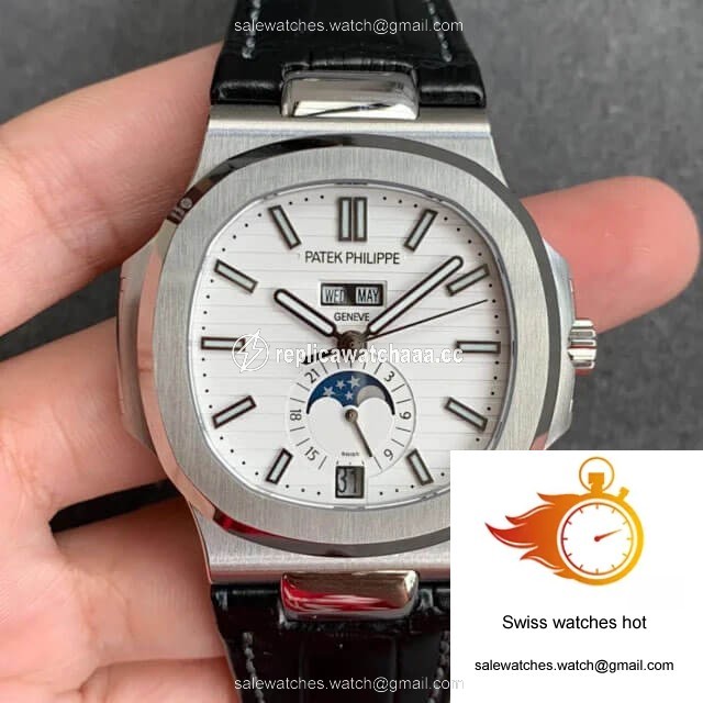 Patek Philippe Nautilus 5726/1A-010 GR Factory Black Leather Strap 1 Patek Philippe Nautilus 5726/1A-010 GR Factory Black Leather Strap 1