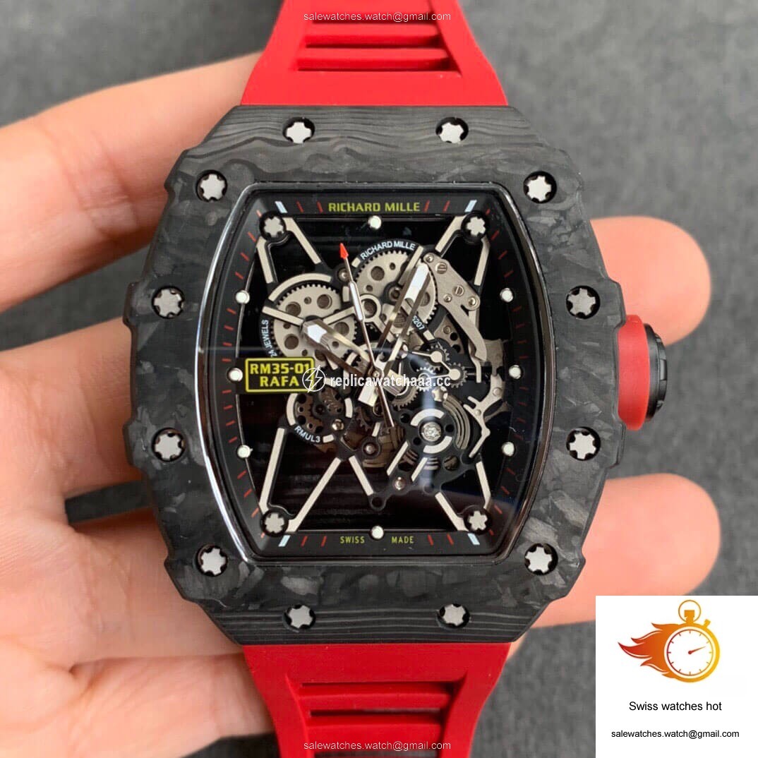 Richard Mille RM35-01 KV Factory Carbon Fiber Red Strap 1 Richard Mille RM35-01 KV Factory Carbon Fiber Red Strap 1