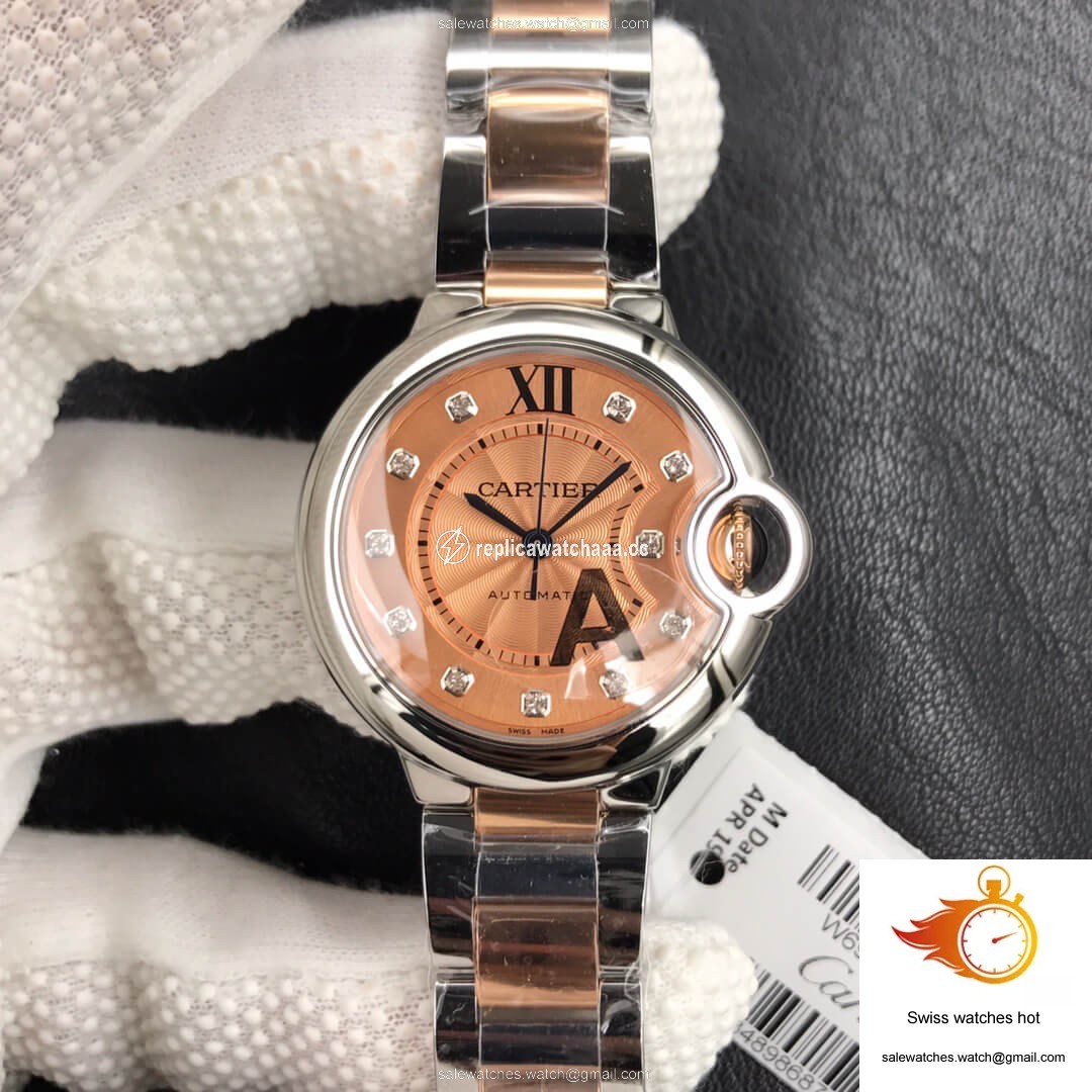 Ballon Bleu De Cartier Ladies 33MM V6 Factory Gold strap 1 Ballon Bleu De Cartier Ladies 33MM V6 Factory Gold strap 1