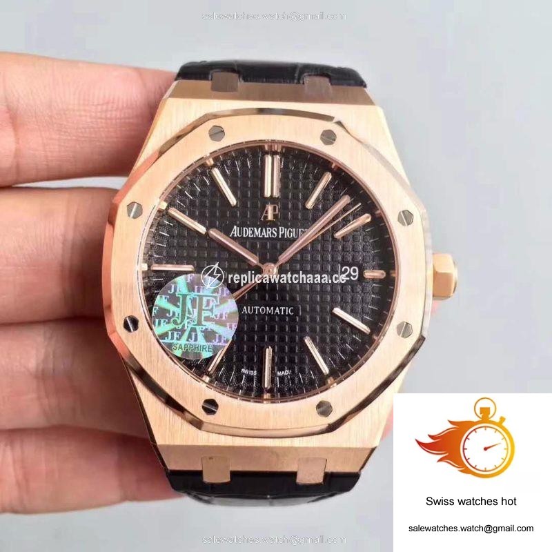Audemars Piguet Royal Oak 15400 JF Factory Leather Strap Black Dial 1 Audemars Piguet Royal Oak 15400 JF Factory Leather Strap Black Dial 1