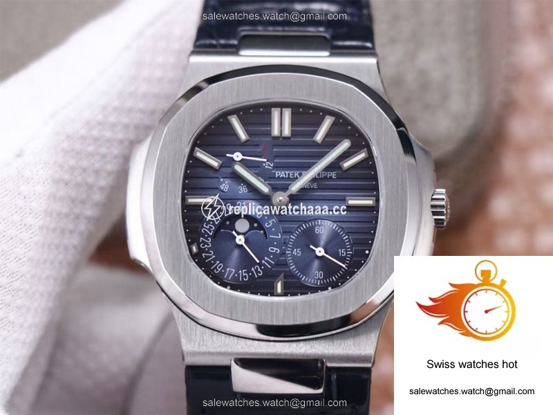 Patek Philippe Nautilus 5712/1A-001 PF Factory Blue Dial Leather Strap 1 Patek Philippe Nautilus 5712/1A-001 PF Factory Blue Dial Leather Strap 1