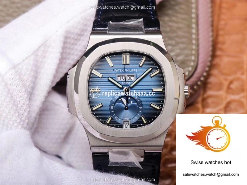 PF Factory Patek Philippe Nautilus 5726/1A-014 Moonphase Black Leather Strap 1 PF Factory Patek Philippe Nautilus 5726/1A-014 Moonphase Black Leather Strap 1