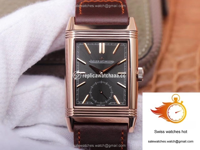 Jaeger LeCoultre Reverso Tribute Double-sided Double Time Zone Flip MG Factory Rose Gold Black Dial 1 Jaeger LeCoultre Reverso Tribute Double-sided Double Time Zone Flip MG Factory Rose Gold Black Dial 1