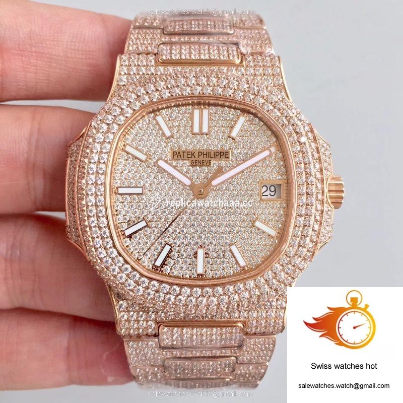 Patek Philippe Nautilus Jumbo 5719/10G-010 Rose Gold Full Diamond Dial 1 Patek Philippe Nautilus Jumbo 5719/10G-010 Rose Gold Full Diamond Dial 1