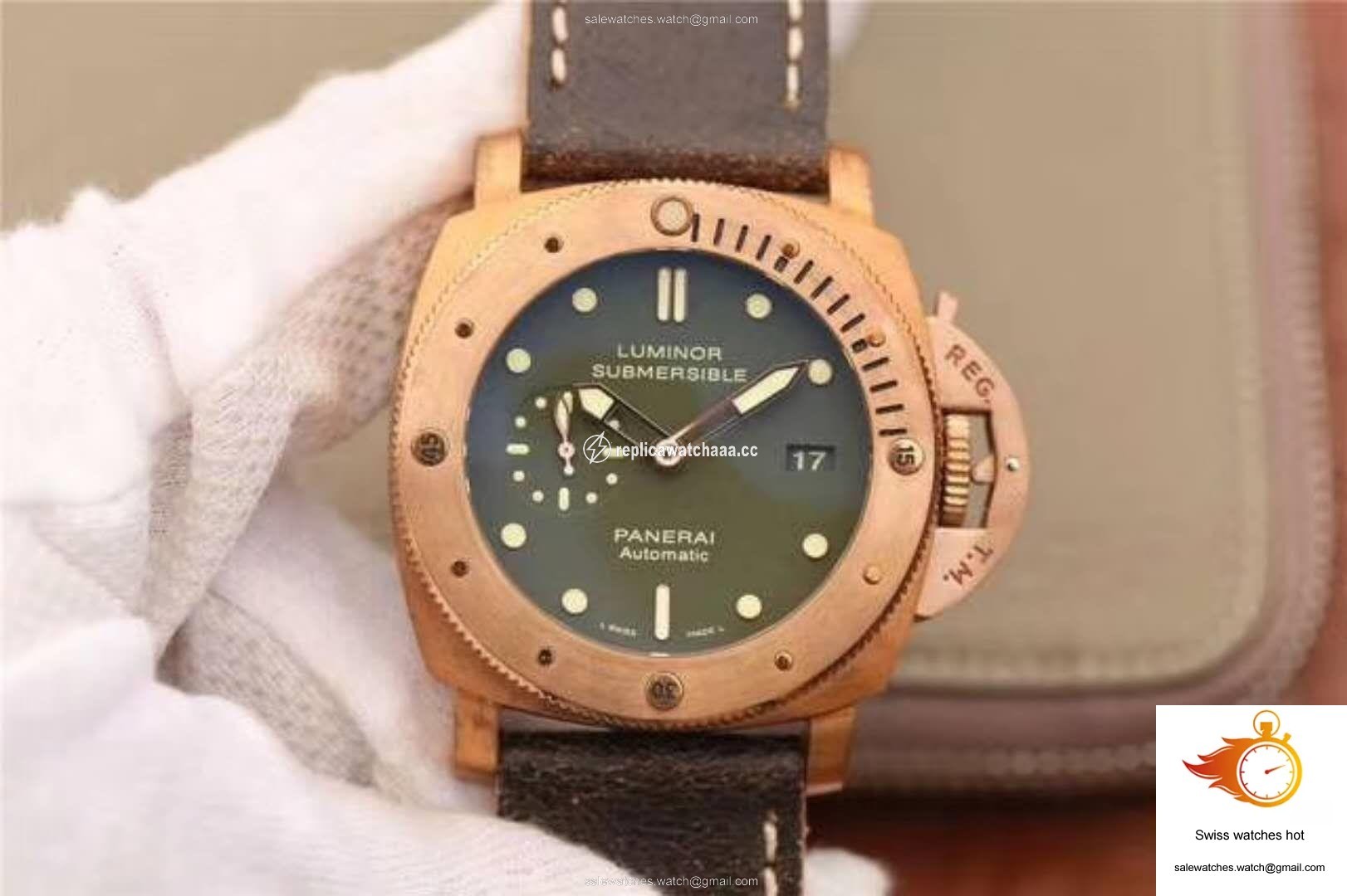 Panerai Luminor Submersible 1950 Bronzo PAM382 VS Factory V2 Green Dial 1 Panerai Luminor Submersible 1950 Bronzo PAM382 VS Factory V2 Green Dial 1