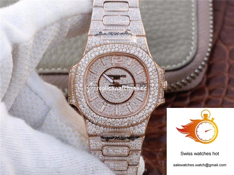 Patek Philippe Nautilus Jumbo 7021/1R-001 Full Paved Diamonds Dial 1 Patek Philippe Nautilus Jumbo 7021/1R-001 Full Paved Diamonds Dial 1
