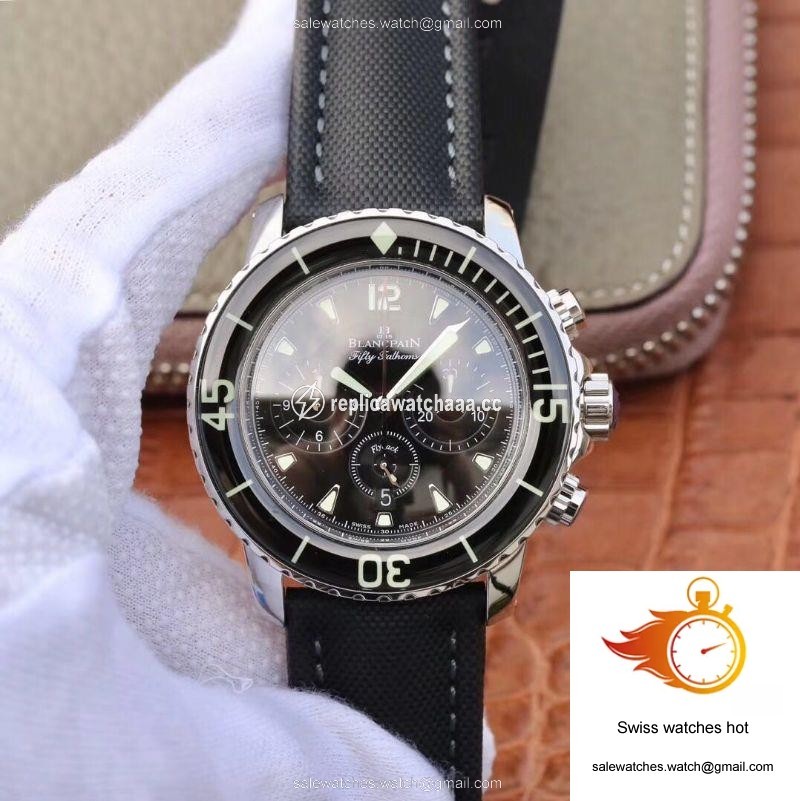 Blancpain Fifty Fathoms Chronographe Flyback 5085F-1130-52A OM Factory Black Nylon Strap Black Dial 1 Blancpain Fifty Fathoms Chronographe Flyback 5085F-1130-52A OM Factory Black Nylon Strap Black Dial 1