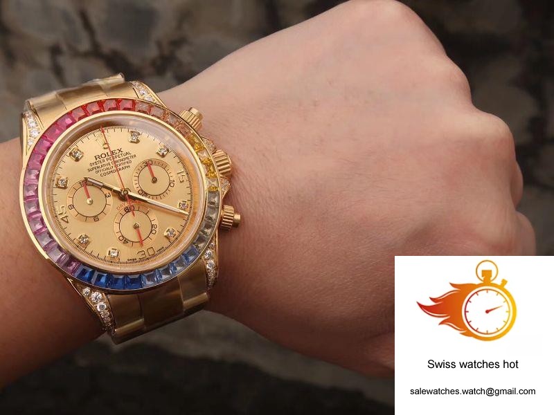 Rolex Daytona Cosmograph Rainbow 116598RBOW BL Factory Gold Dial 10 Rolex Daytona Cosmograph Rainbow 116598RBOW BL Factory Gold Dial 10