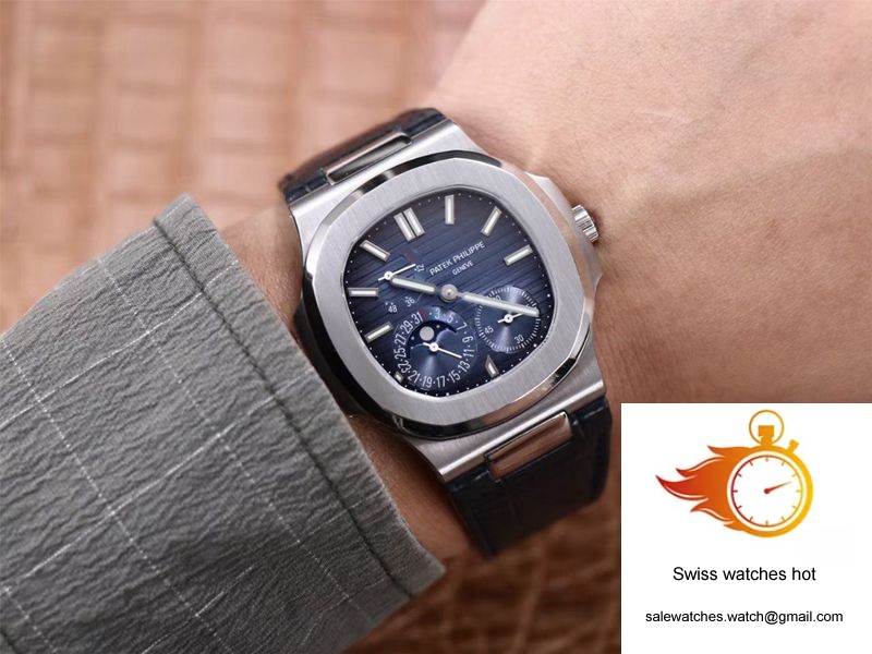 Patek Philippe Nautilus 5712/1A-001 PF Factory Blue Dial Leather Strap 10 Patek Philippe Nautilus 5712/1A-001 PF Factory Blue Dial Leather Strap 10