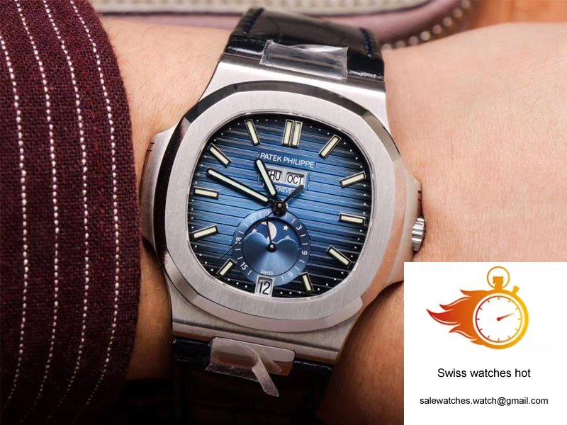 PF Factory Patek Philippe Nautilus 5726/1A-014 Moonphase Black Leather Strap 10 PF Factory Patek Philippe Nautilus 5726/1A-014 Moonphase Black Leather Strap 10
