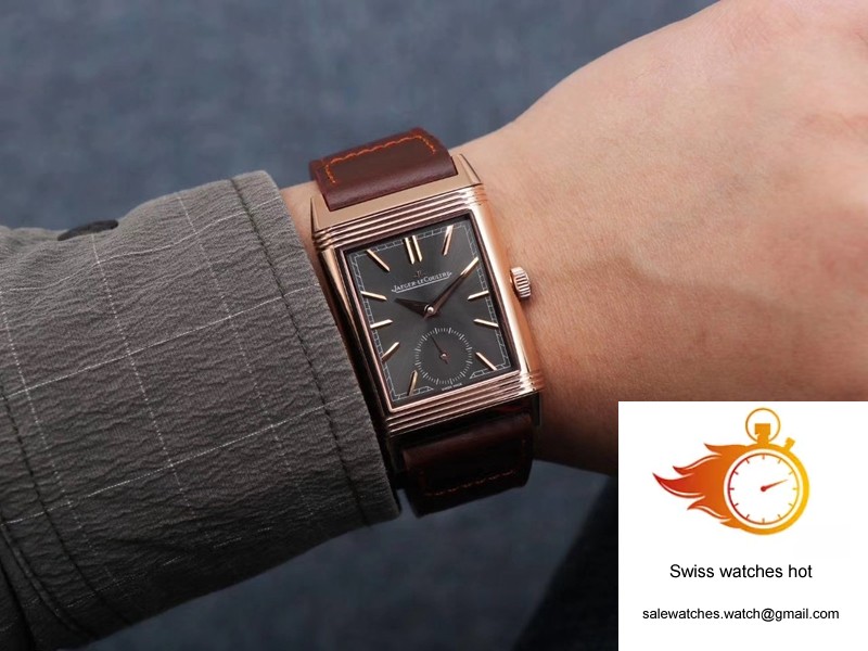 Jaeger LeCoultre Reverso Tribute Double-sided Double Time Zone Flip MG Factory Rose Gold Black Dial 10 Jaeger LeCoultre Reverso Tribute Double-sided Double Time Zone Flip MG Factory Rose Gold Black Dial 10