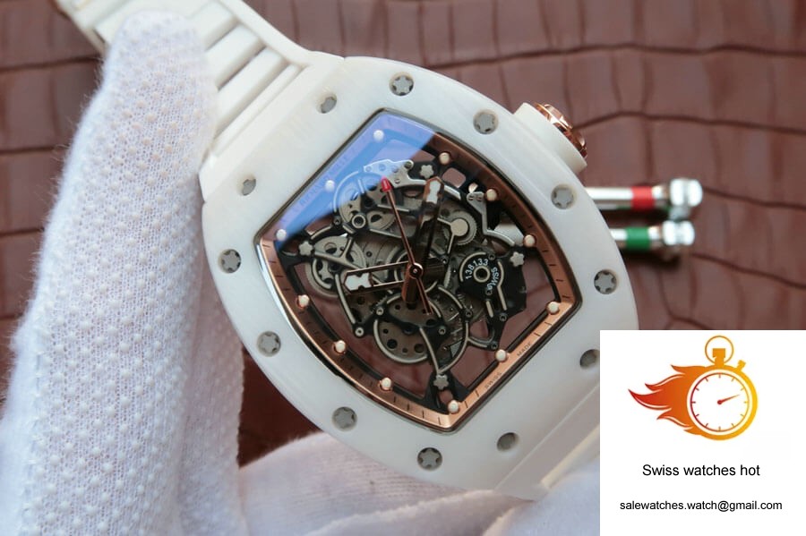 Richard Mille RM055 KV Factory White Ceramic Rubber Strap 2 Richard Mille RM055 KV Factory White Ceramic Rubber Strap 2