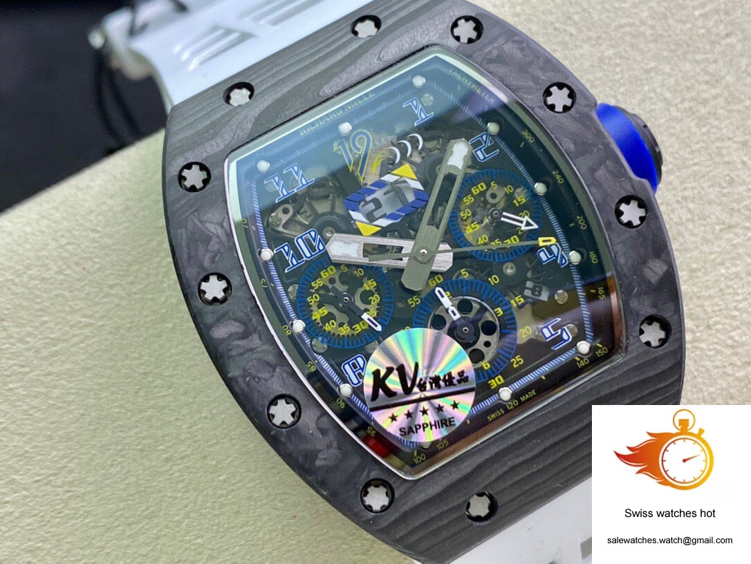 Richard Mille RM011 KV Factory Carbon Fiber White Rubber Strap 2 Richard Mille RM011 KV Factory Carbon Fiber White Rubber Strap 2