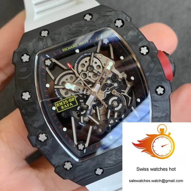 Richard Mille RM35-02 KV Factory V3 Carbon Fiber White Rubber Strap 2 Richard Mille RM35-02 KV Factory V3 Carbon Fiber White Rubber Strap 2