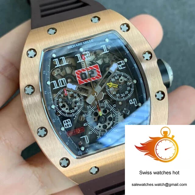 Richard Mille RM011 KV Factory Rose Gold Brown Rubber Strap 2 Richard Mille RM011 KV Factory Rose Gold Brown Rubber Strap 2