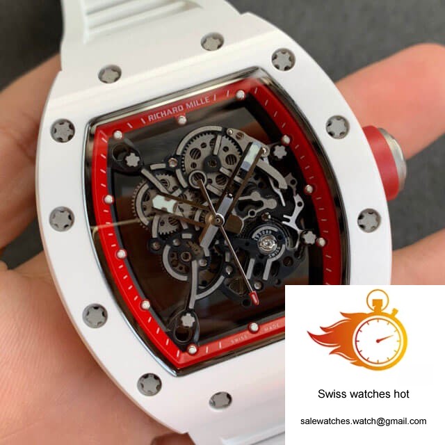 Richard Mille RM055 KV Factory V2 White Ceramic Case Rubber Strap 2 Richard Mille RM055 KV Factory V2 White Ceramic Case Rubber Strap 2