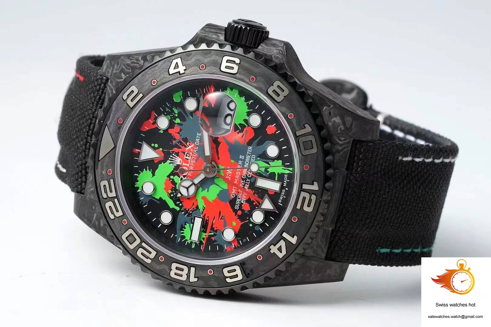 Rolex GMT-MASTER II Diw Carbon Fiber Color Dial Black Fabric Strap 2 Rolex GMT-MASTER II Diw Carbon Fiber Color Dial Black Fabric Strap 2