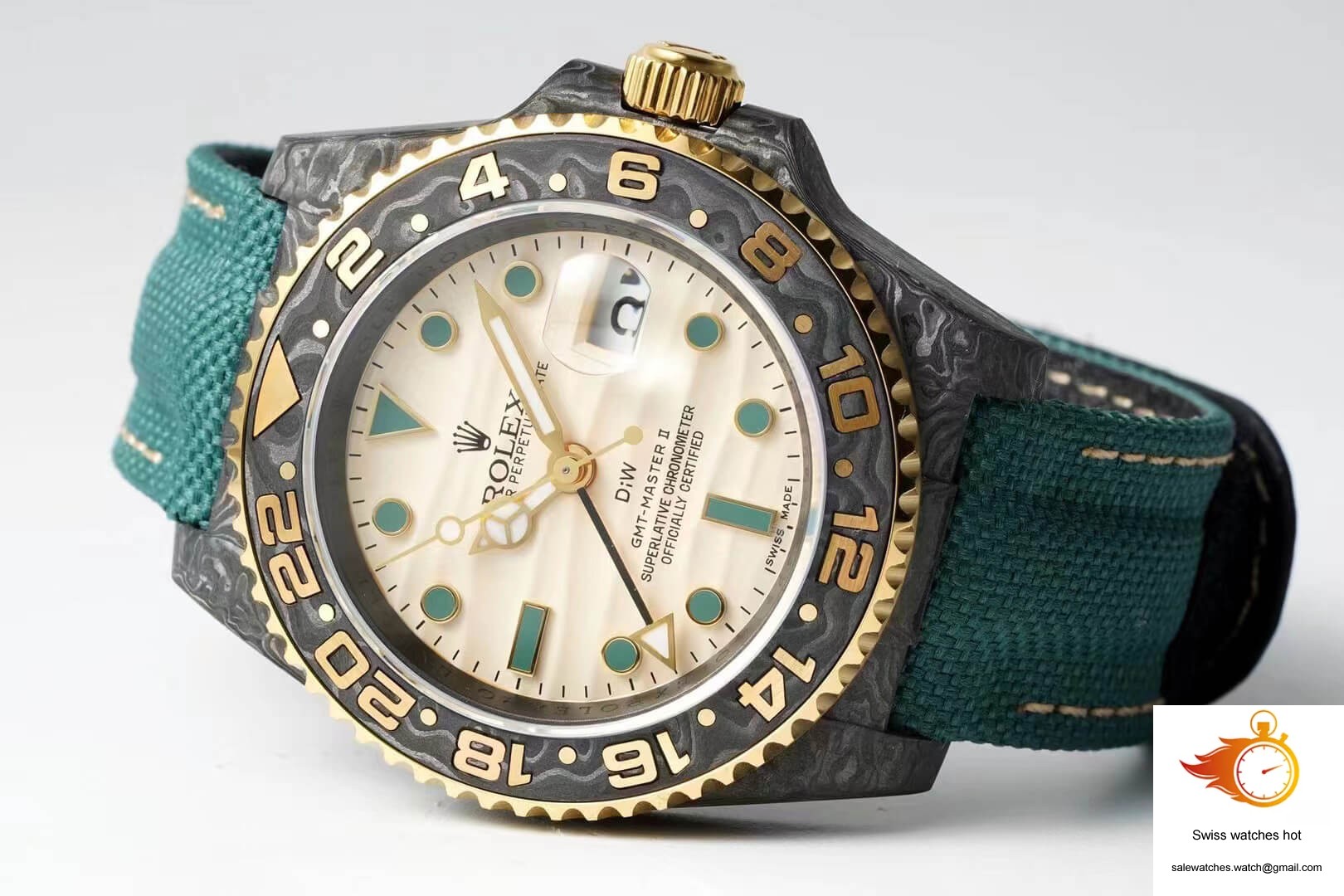 Rolex GMT-MASTER II Diw Carbon Fiber Case Green Fabric Strap 2 Rolex GMT-MASTER II Diw Carbon Fiber Case Green Fabric Strap 2