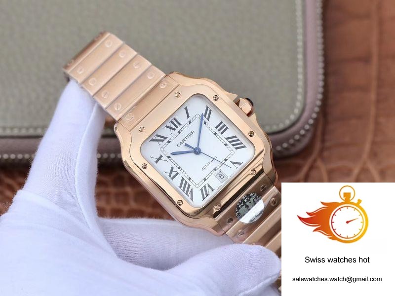 Cartier De Santos 40mm BV Factory 18K Rose Gold Case White Dial 2 Cartier De Santos 40mm BV Factory 18K Rose Gold Case White Dial 2