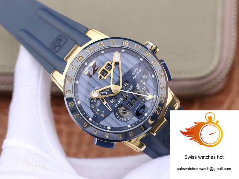 Ulysse Nardin El Toro 322-00-3/BQ All Working GMT Calendar 18K Yellow Gold Blue Dial 2 Ulysse Nardin El Toro 322-00-3/BQ All Working GMT Calendar 18K Yellow Gold Blue Dial 2