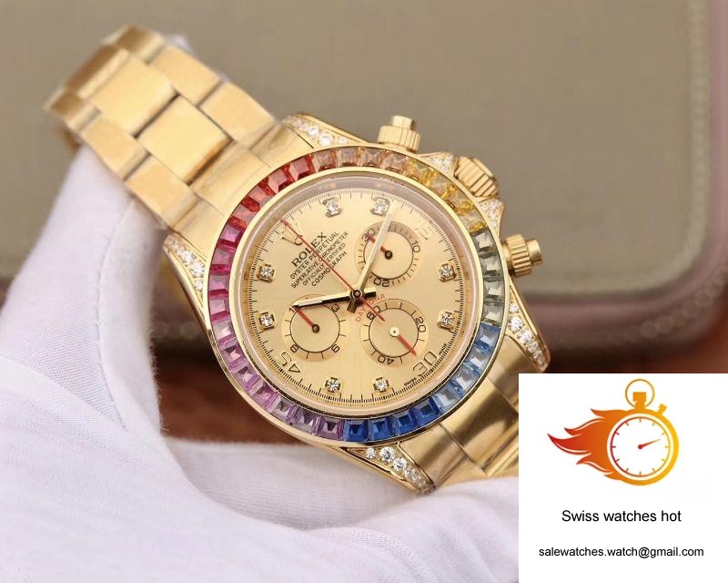 Rolex Daytona Cosmograph Rainbow 116598RBOW BL Factory Gold Dial 2 Rolex Daytona Cosmograph Rainbow 116598RBOW BL Factory Gold Dial 2