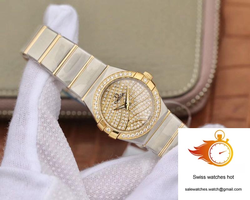 Omega Constellation Ladies 27MM TW Factory Yellow Gold Textured Diamond Dial 2 Omega Constellation Ladies 27MM TW Factory Yellow Gold Textured Diamond Dial 2