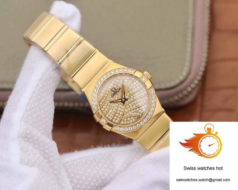Omega Constellation Ladies 27MM TW Factory 18K Yellow Gold Textured Diamond Dial 2 Omega Constellation Ladies 27MM TW Factory 18K Yellow Gold Textured Diamond Dial 2