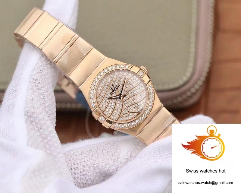 Omega Constellation Ladies 27mm TW Factory 18K Rose Gold Textured Diamond Dial 2 Omega Constellation Ladies 27mm TW Factory 18K Rose Gold Textured Diamond Dial 2