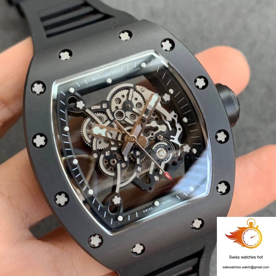 Richard Mille RM055 KV Factory V2 Black Ceramic Rubber Strap 2 Richard Mille RM055 KV Factory V2 Black Ceramic Rubber Strap 2