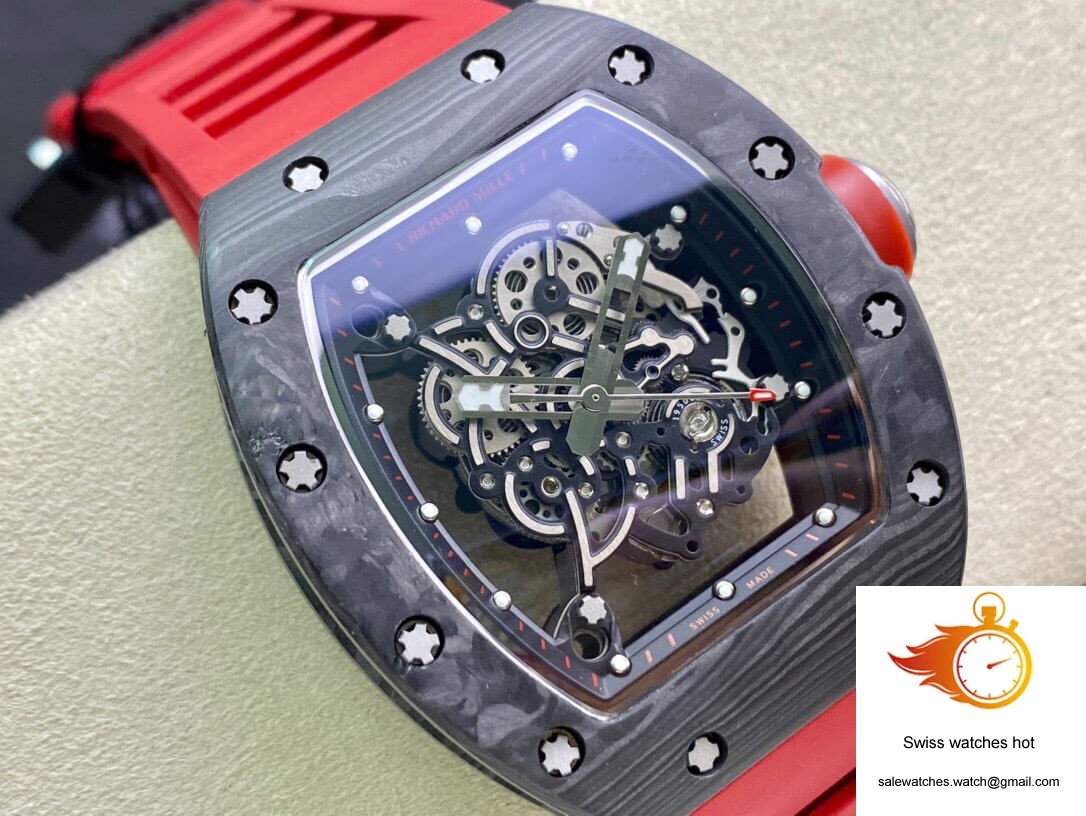 Richard Mille RM055 KV Factory V2 Carbon Fiber Red Strap 2 Richard Mille RM055 KV Factory V2 Carbon Fiber Red Strap 2
