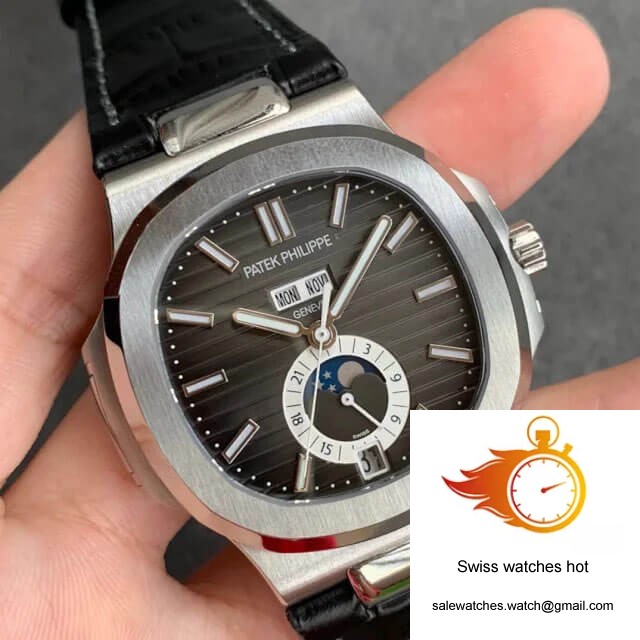 Patek Philippe Nautilus 5726/1A-001 GR Factory Black Leather Strap 2 Patek Philippe Nautilus 5726/1A-001 GR Factory Black Leather Strap 2