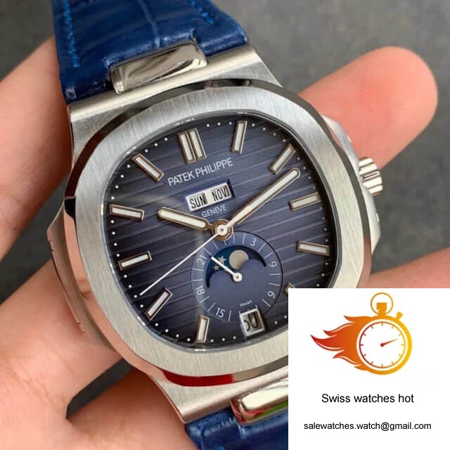 Patek Philippe Nautilus 5726/1A-014 GR Factory Blue Leather Strap 2 Patek Philippe Nautilus 5726/1A-014 GR Factory Blue Leather Strap 2