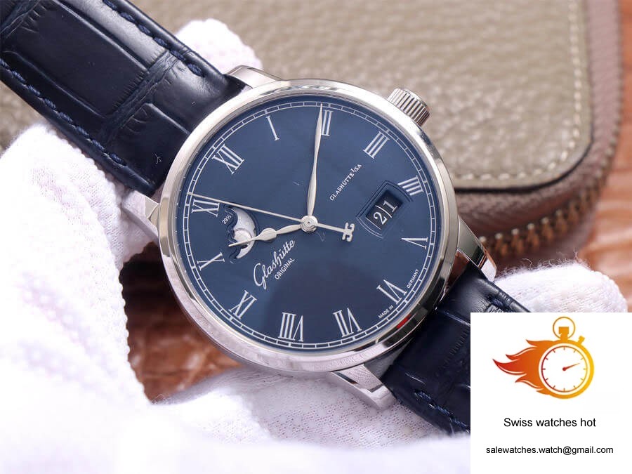 Glashutte Senator Moon Phase 1-36-04 V9 Factory Blue Leather Strap 2 Glashutte Senator Moon Phase 1-36-04 V9 Factory Blue Leather Strap 2