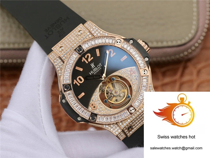 Hublot Big Bang Tourbillon Rose Gold Diamond Black Dial 2 Hublot Big Bang Tourbillon Rose Gold Diamond Black Dial 2