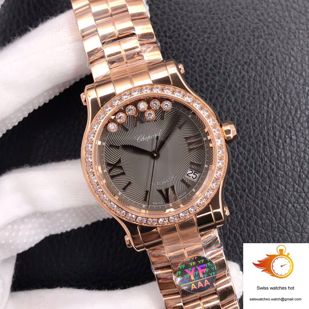 Chopard Happy Diamonds 274808-5015 YF Factory Rose Gold Dark Gray Dial 2 Chopard Happy Diamonds 274808-5015 YF Factory Rose Gold Dark Gray Dial 2