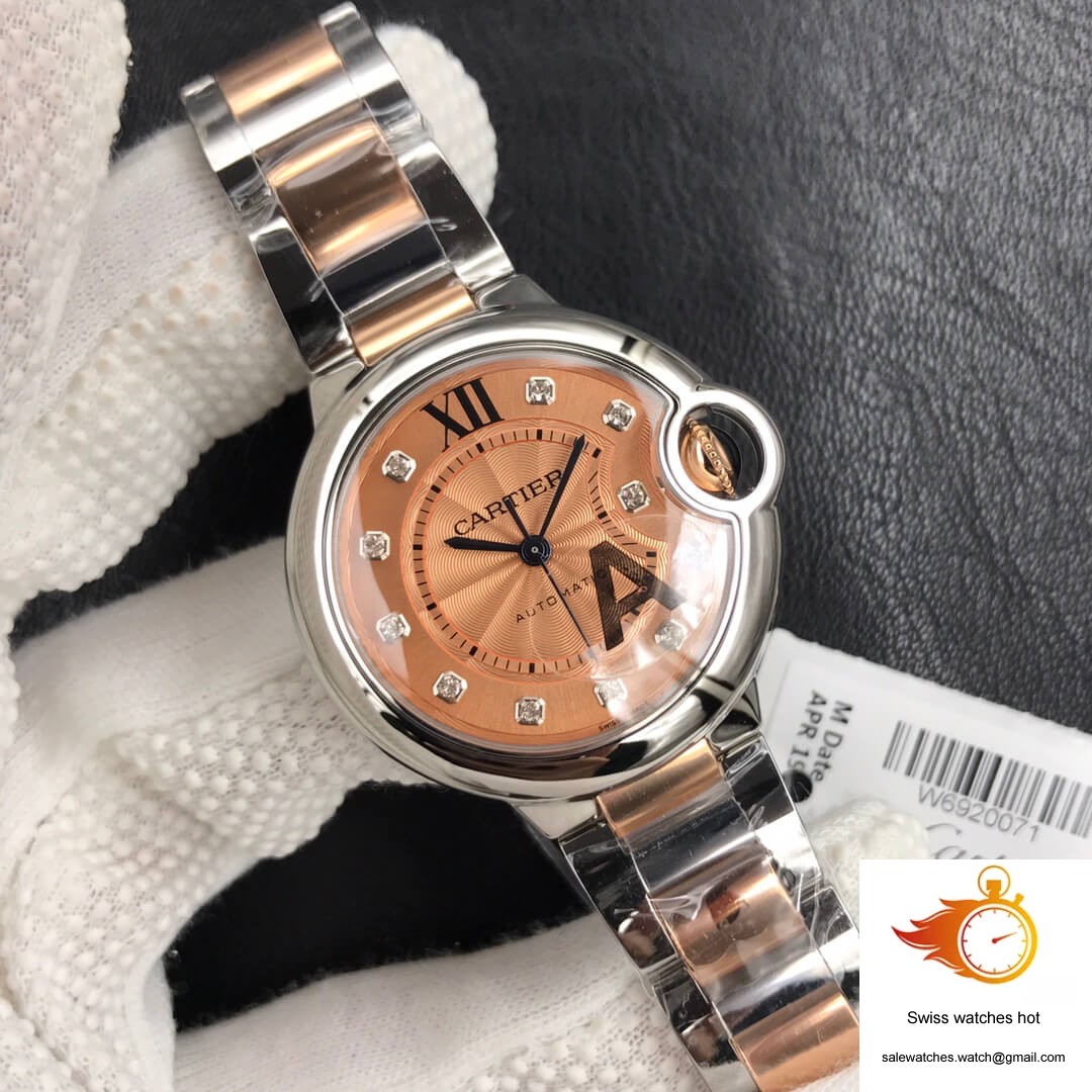 Ballon Bleu De Cartier Ladies 33MM V6 Factory Gold strap 2 Ballon Bleu De Cartier Ladies 33MM V6 Factory Gold strap 2