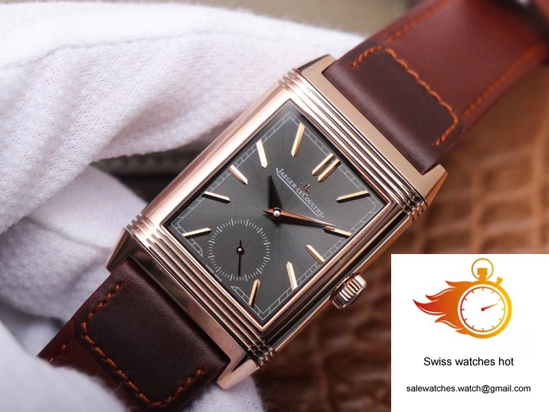 Jaeger LeCoultre Reverso Tribute Double-sided Double Time Zone Flip MG Factory Rose Gold Black Dial 2 Jaeger LeCoultre Reverso Tribute Double-sided Double Time Zone Flip MG Factory Rose Gold Black Dial 2